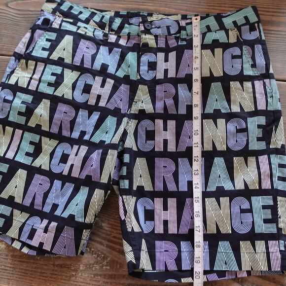 Armani Exchange Shorts Mens Large 36 Black Multicolor Logo Allover Mint - Picture 5 of 6